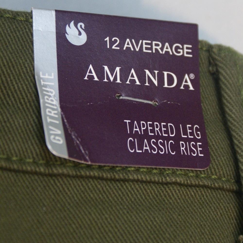 Gloria Vanderbilt Amanda Slimming Tapered Leg Jeans Olive Green 12 Average NWT - Picture 8 of 10